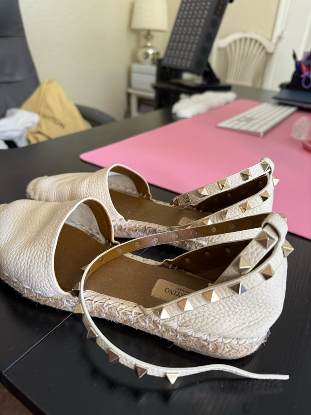 Valentino Cream Studded Ankle-Strap Espadrille - Picture 5 of 5